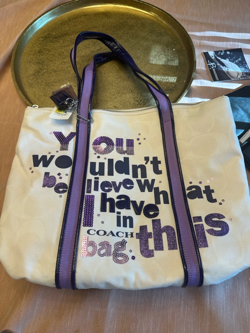 Coach Vintage Poppy Bag You Wouldn’t Believe sequin tote NWT Rare purple